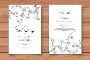 elegante handtekening bloemen bruiloft uitnodigingskaart vector