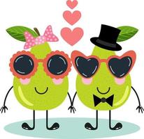 grappig paar van peren in liefde vector