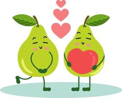 paar van groen peren in liefde vector