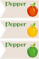 reeks van drie peper blanco etiket sticker vector