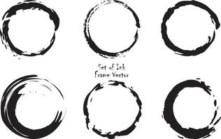 vector set grunge cirkel penseelstreken voor frames