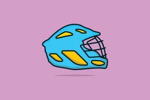 hockey doelman helm met metaal beschermen vizier vector illustratie. sport spel voorwerp icoon concept. hockey sport helm kant visie vector ontwerp met schaduw Aan Purper achtergrond.