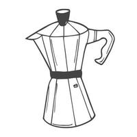 mokka pot koffiezetapparaat schetsen gravure raster illustratie. krassen bord stijl imitatie. zwart en wit hand- getrokken afbeelding. vector