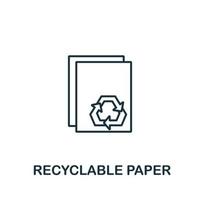 recyclebaar papier icoon van schoon energie verzameling. gemakkelijk lijn element recyclebaar papier symbool voor Sjablonen, web ontwerp en infographics vector