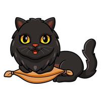 schattig zwart Perzisch kat tekenfilm Aan de hoofdkussen vector
