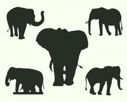 reeks van 5 olifant silhouetten vector