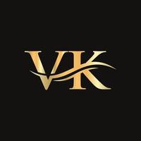 vk brief logo. eerste vk brief bedrijf logo ontwerp vector sjabloon