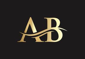 ab logo ontwerp. eerste ab brief logo vector. swoosh brief ab logo ontwerp vector