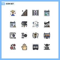 mobiel koppel vlak kleur gevulde lijn reeks van 16 pictogrammen van boek browser media alarm afzet bewerkbare creatief vector ontwerp elementen