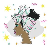 mode portret van Afrikaanse meisje, banier decoratie, gekleurde mensen, tekening vector