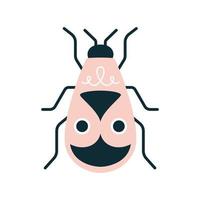 tekenfilm vlak roze kever met hoorns met decor Aan de terug geïsoleerd. vector illustratie van een beatles voor logo of afdrukken Aan kleren in kunst deco stijl