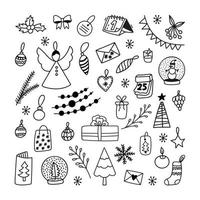 groot reeks van nieuw jaar en Kerstmis clip art. hand- getrokken tekening vector illustraties