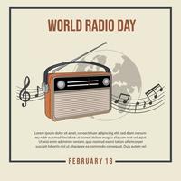 wereld radio dag, 13e februari. vector