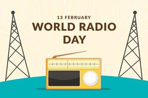 vlak ontwerp wereld radio dag achtergrond illustratie vector