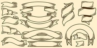 hand- tekening wijnoogst linten getrokken elementen. vector