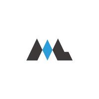 brief ml gemakkelijk blauw diamant vorm meetkundig logo vector