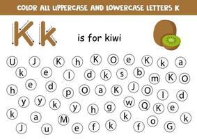 punt allemaal brieven k. leerzaam werkblad voor aan het leren alfabet. vector