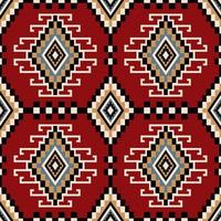 kleurrijk etnisch meetkundig plein patroon. aztec kilim meetkundig diamant vorm in plein patroon Aan rood kleur achtergrond. gebruik voor kleding stof, textiel, huis decoratie elementen, bekleding, inpakken. vector