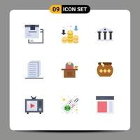 9 gebruiker koppel vlak kleur pak van modern tekens en symbolen van laptop bedrijf bank bureau document bewerkbare vector ontwerp elementen