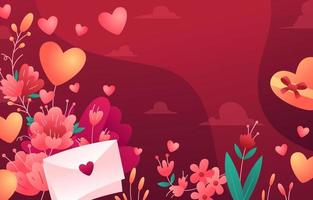 Valentijnsdag hart en bloem achtergrond vector