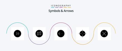 symbolen en pijlen glyph 5 icoon pak inclusief navigatie. dichtbij. links. pijlen. symboliek vector