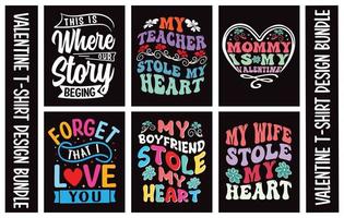 valentijnsdag typografie t-shirt ontwerp bundel.t vector