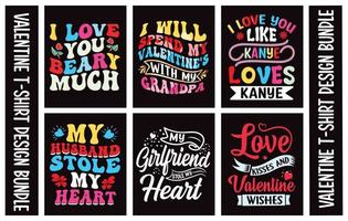 valentijnsdag typografie t-shirt ontwerp bundel.t vector