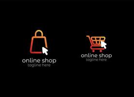 online winkel logo ontwerpen sjabloon. illustratie vector grafisch van boodschappen doen kar en winkel zak