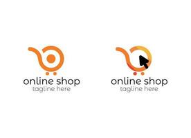online winkel logo ontwerpen sjabloon. illustratie vector grafisch van boodschappen doen kar en winkel zak