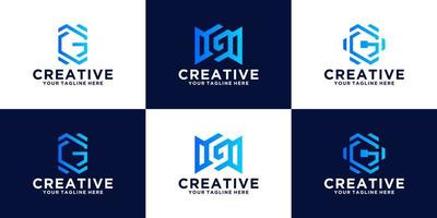 g brief monogram logo ontwerp verzameling vector