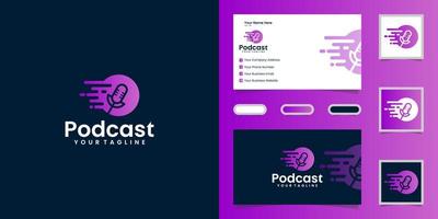 podcast snel logo ontwerp concept en bedrijf kaart vector