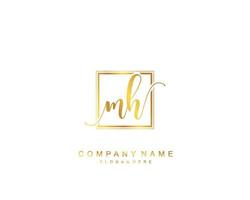 eerste mh schoonheid monogram en elegant logo ontwerp, handschrift logo van eerste handtekening, bruiloft, mode, bloemen en botanisch met creatief sjabloon. vector