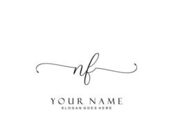 eerste nf schoonheid monogram en elegant logo ontwerp, handschrift logo van eerste handtekening, bruiloft, mode, bloemen en botanisch met creatief sjabloon. vector