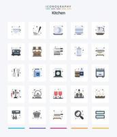 creatief keuken 25 vlak icoon pak zo net zo koken. keuken. bord. elektrisch. thee vector