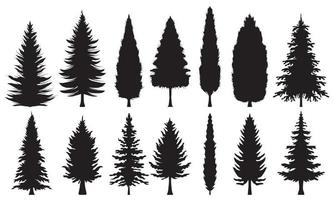 verzameling van pijnboom boom silhouetten. divers vormen van Spar boom silhouetten vector
