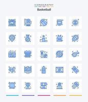 creatief basketbal 25 blauw icoon pak zo net zo bal. tijdopnemer. bal. hou op. oefening vector