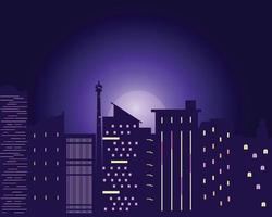 nacht licht gebouwen vector