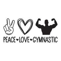 vrede liefde en gymnastiek- vector sublimatie voor t-shirt sticker mok hoofdkussen
