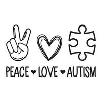 vrede liefde en autisme vector sublimatie voor t-shirt sticker mok hoofdkussen