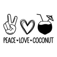 vrede liefde en kokosnoot vector sublimatie voor t-shirt sticker mok hoofdkussen