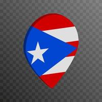 kaart wijzer met puerto rico vlag. vector illustratie.