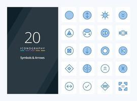 20 symbolen pijlen blauw kleur icoon voor presentatie vector