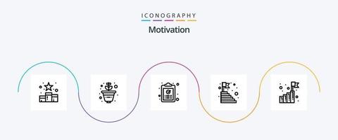 motivatie lijn 5 icoon pak inclusief succes. berg. klembord. top. taak vector