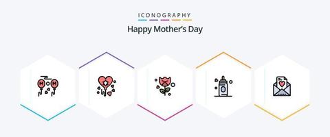 gelukkig moeders dag 25 gevulde lijn icoon pak inclusief . mama. romantiek. liefde. kind vector