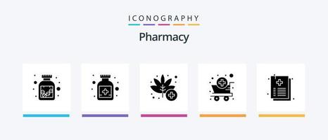 apotheek glyph 5 icoon pak inclusief het dossier. gezondheidszorg. geneesmiddel. document. apotheek. creatief pictogrammen ontwerp vector