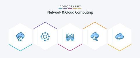 netwerk en wolk berekenen 25 blauw icoon pak inclusief technologie. veilig. elektronisch. wolk. Onderzoek vector