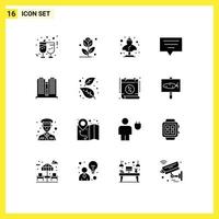 reeks van 16 modern ui pictogrammen symbolen tekens voor plaats gebouw artefact bericht bubbel bewerkbare vector ontwerp elementen
