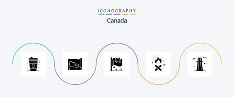 Canada glyph 5 icoon pak inclusief . Canada toren. blad. co toren. Canada vector