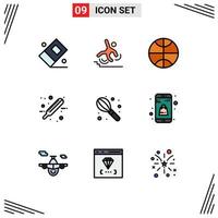 reeks van 9 modern ui pictogrammen symbolen tekens voor zak menger basketbal handleiding ziekenhuis bewerkbare vector ontwerp elementen