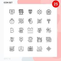 25 universeel lijn tekens symbolen van winter decoratie aanplakbord bedrijf boodschappen doen bewerkbare vector ontwerp elementen